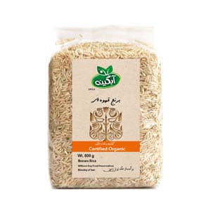 برنج قهوه ای طارم ارگانیک آبگینه 800 گرم