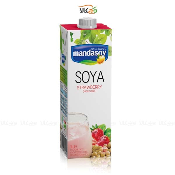 شیر سویا توت فرنگی گیاهی مانداسوی – 1 لیتری