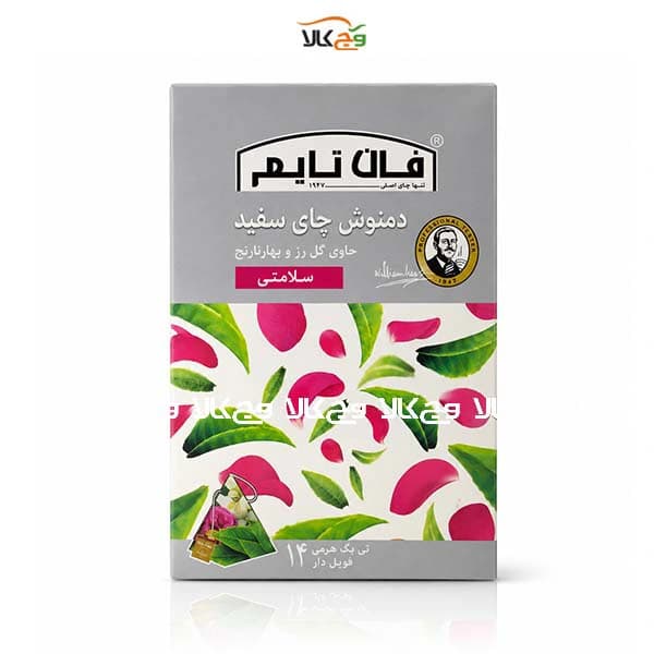 دمنوش‌ چای سفید حاوی گل رز و بهارنارنج (سلامتی) فان تایم – 14 عددی