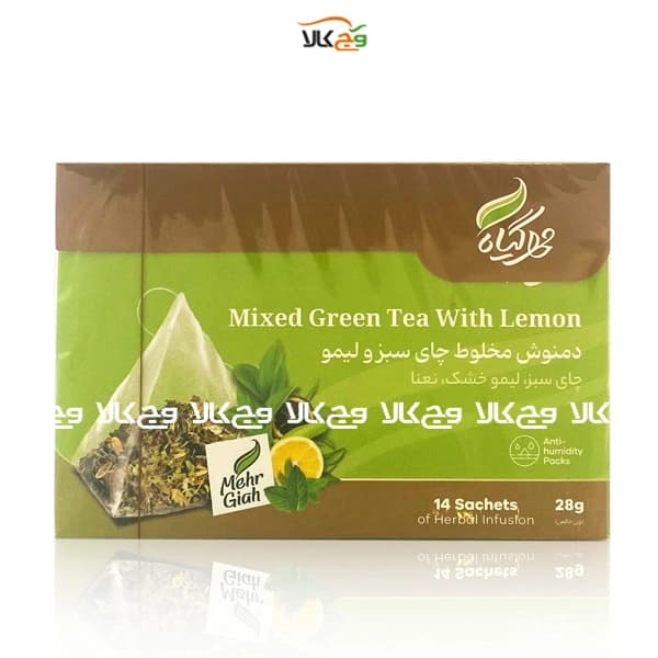 دمنوش گیاهی چای سبز و لیمو مهرگیاه – 28 گرمی