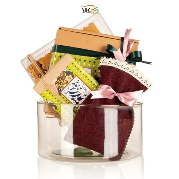 باکس هدیه شکلات، دمنوش، قهوه و شیرینی نخودچی روز پدر سبز وگان – 4 آیتمی